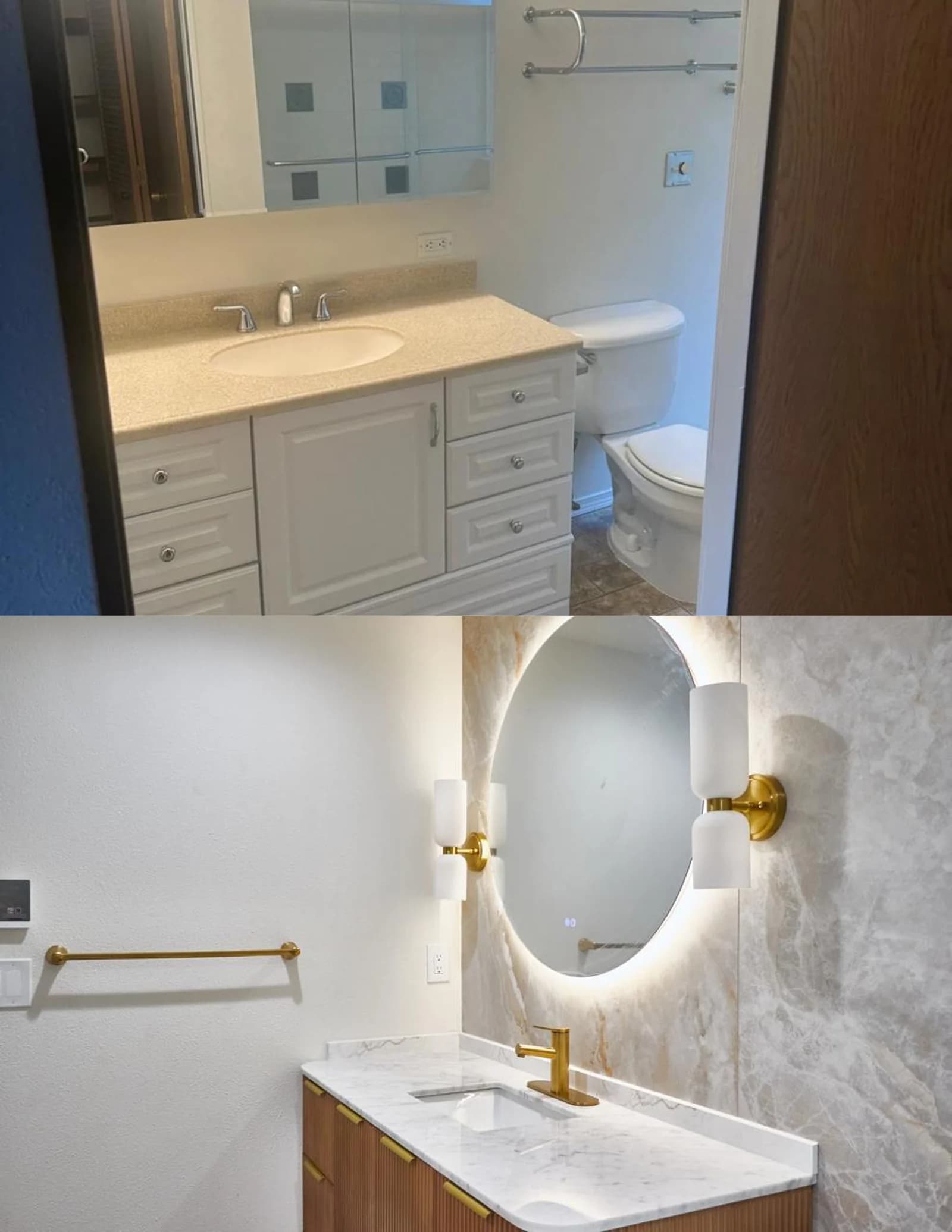 Bathroom, before and after, Bellevue, WA