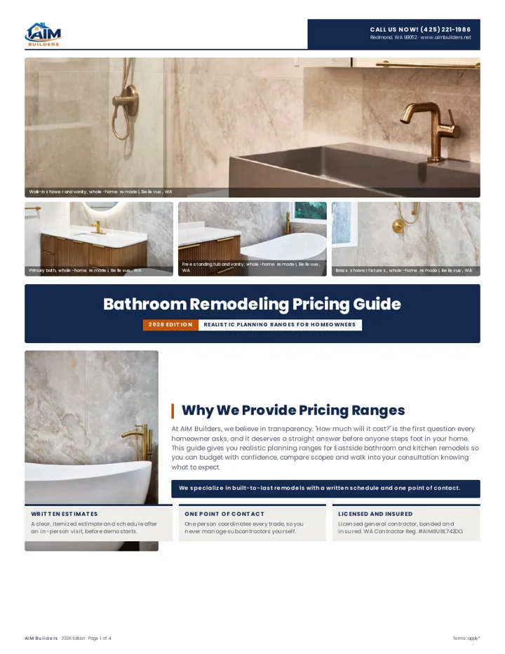 Cover of the bathroom remodeling pricing guide