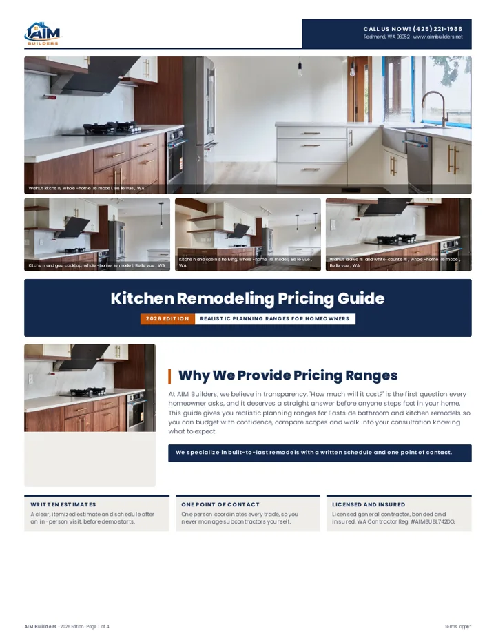 Cover of the kitchen remodeling pricing guide